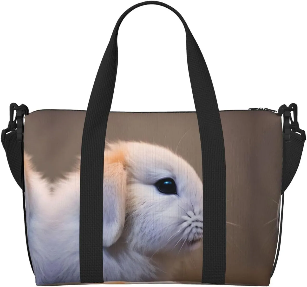 SSIMOO Cry Rabbit Print Versatile Travel Duffel Bag,The Companion For Business And Personal Trips, Black