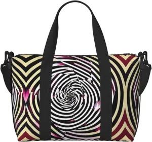 SSIMOO Spiral Optical Illusion Gif Print Versatile Travel Duffel Bag,The Companion For Business And Personal Trips, Black