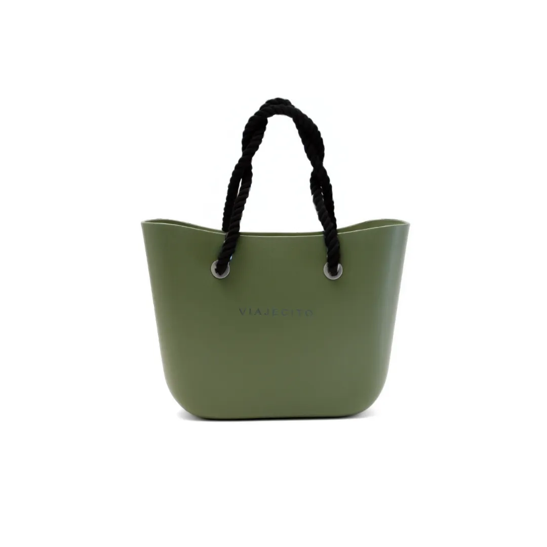 Standard Beach Tote Set - Olive Green with Natural Lining
