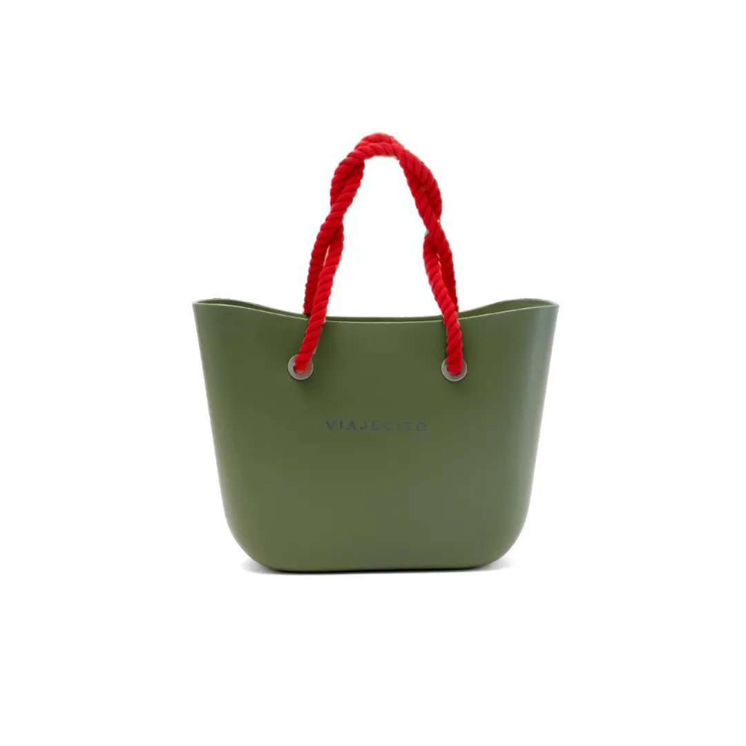 Standard Beach Tote Set - Olive Green with Natural Lining