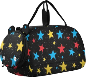 Stars Glittering Handy Drawn Duffel Bag with Shoes Compartment Multifunctional Gymnastics Sports Bag for Boys and Girls bolso viajero