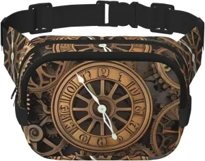 Steampunk Gears Clock Fanny Pack For Women Waterproof Adjustable Belt Bags Waist Pack Fashion Casual Crossbody Bags Bum Bag For Running Workout Hiking Traveling