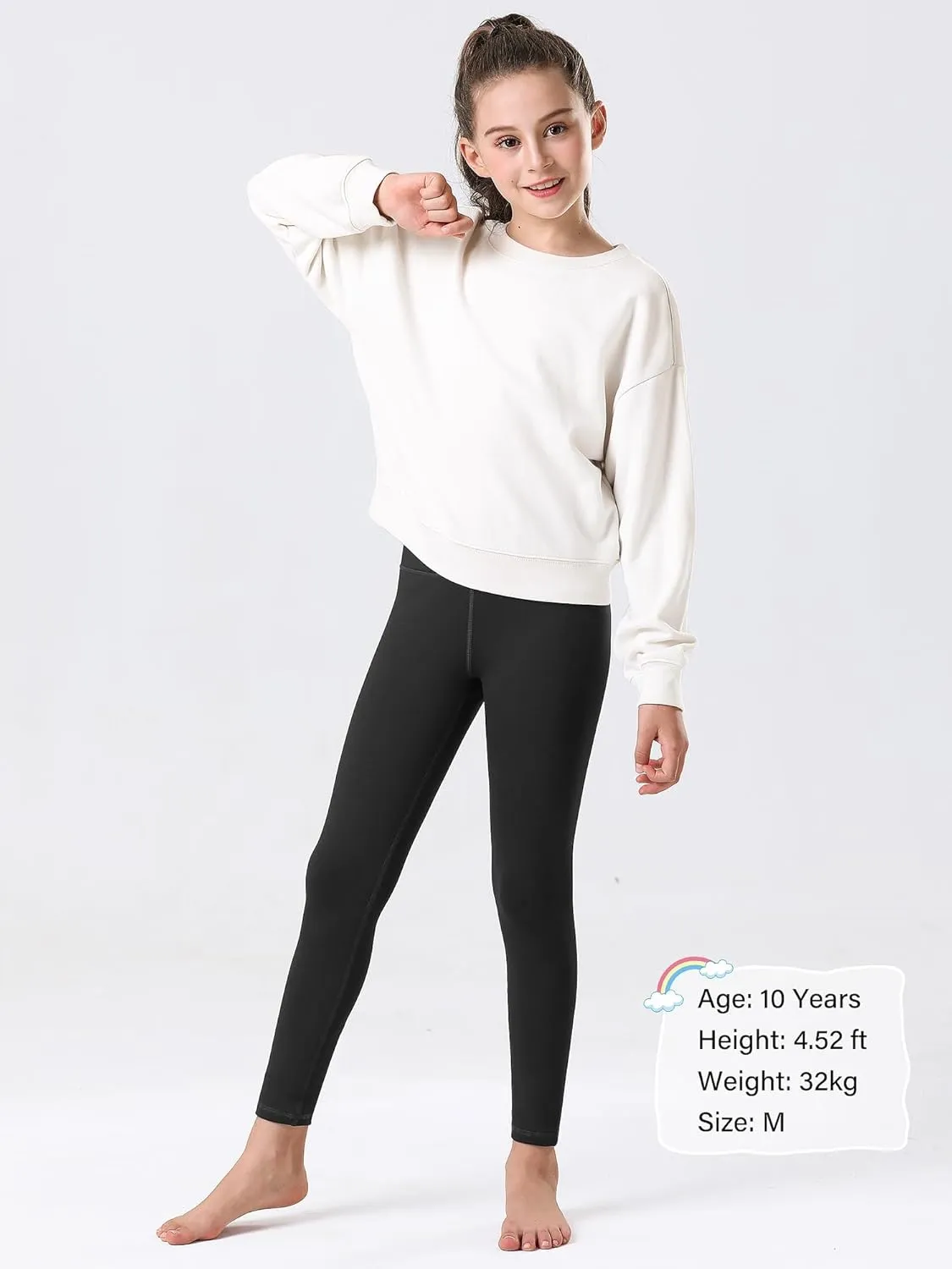 Stelle Girl's Fleece Lined Leggings Youth High Waist Warm Winter Athletic Yoga Pants with Hidden Pocket