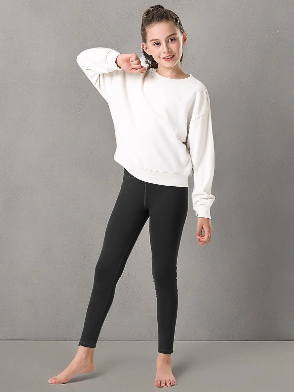Stelle Girl's Fleece Lined Leggings Youth High Waist Warm Winter Athletic Yoga Pants with Hidden Pocket