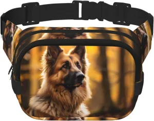 Strong shepherd dog Printed Fashion Crossbody Bag, Hiking Waist Bag, Square Double Layer Travel and Fitness Shoulder Bag