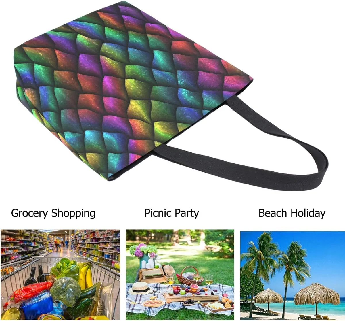 Stylish Cute Pattern Extra Large Shoulder Tote Bag for Beach Travel Weekender Gym Grocery Shopping
