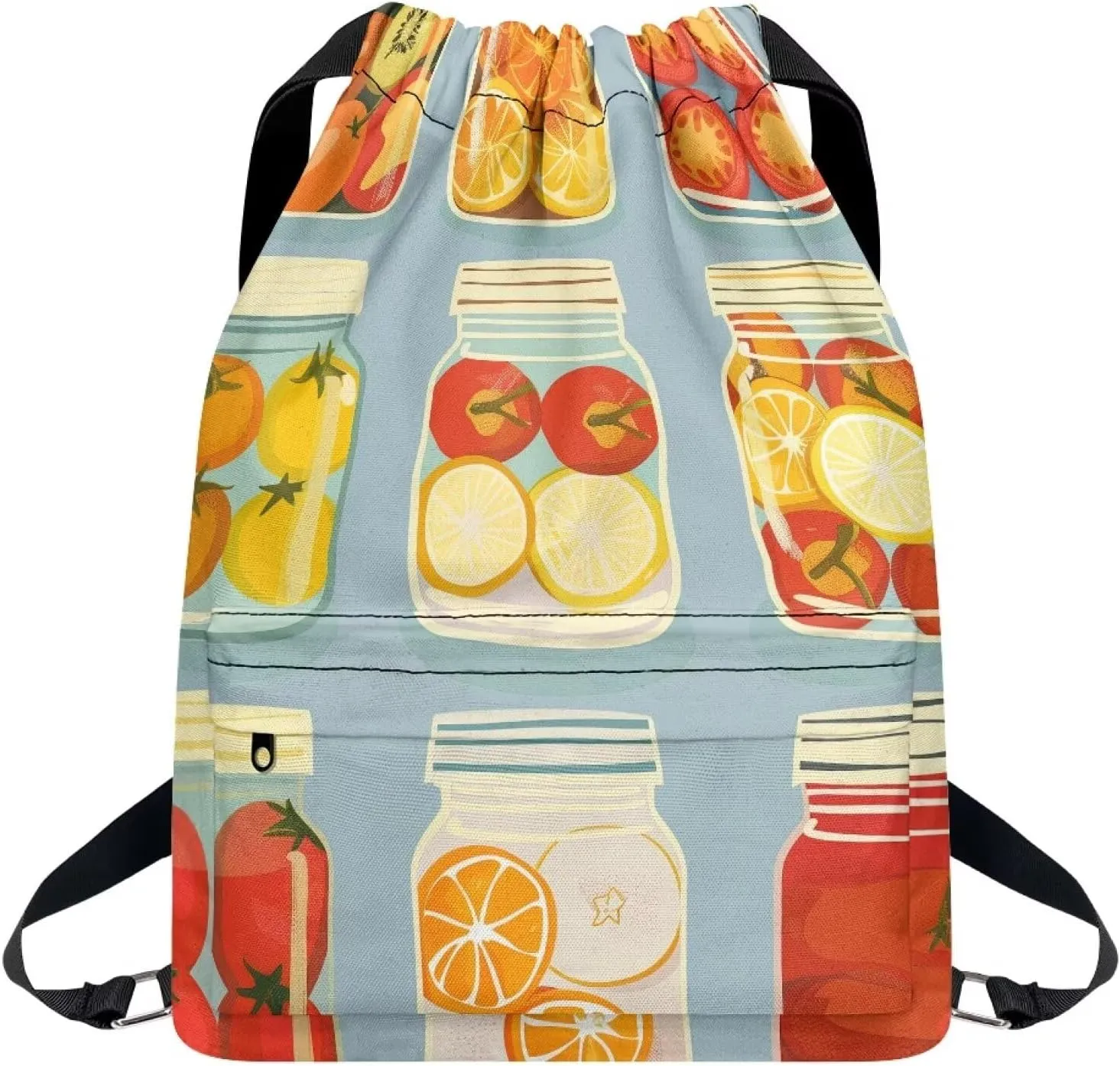 Stylish Gym Bags with Draw Cord Closures Canned Fruits Drawstring Backpack for Women Gym Duffle Bag with Convenient Multi Pockets One Size Fits Most