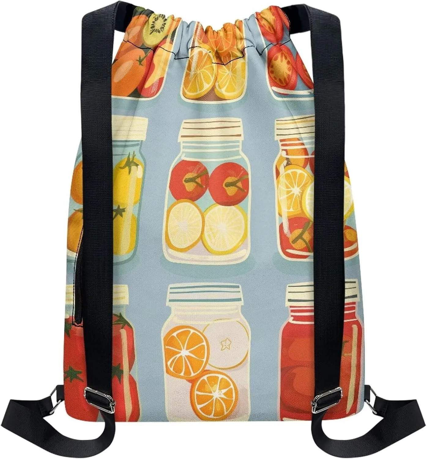 Stylish Gym Bags with Draw Cord Closures Canned Fruits Drawstring Backpack for Women Gym Duffle Bag with Convenient Multi Pockets One Size Fits Most