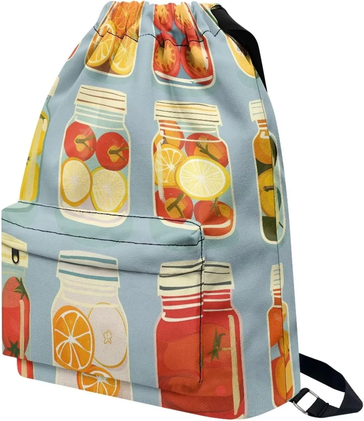 Stylish Gym Bags with Draw Cord Closures Canned Fruits Drawstring Backpack for Women Gym Duffle Bag with Convenient Multi Pockets One Size Fits Most