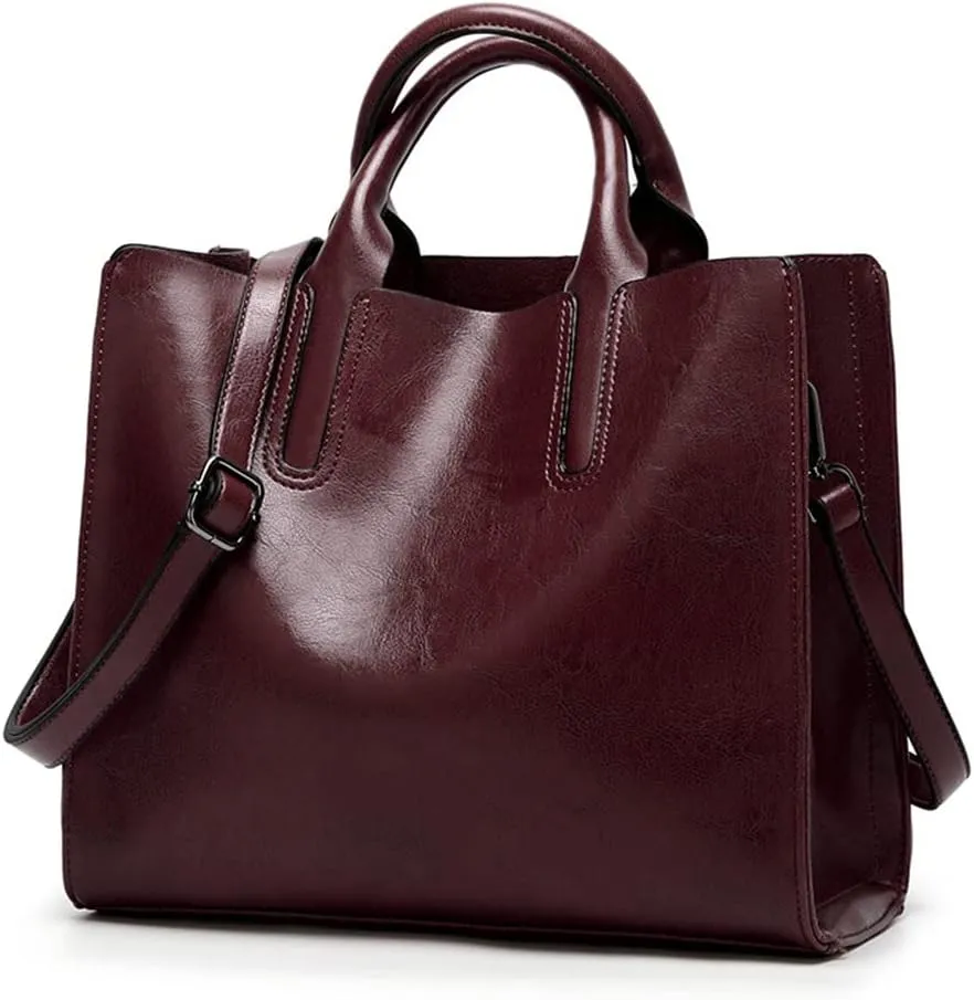 Stylish Pink Leather Satchel Handbag for Women - Versatile Tote, Crossbody, and Shoulder Bag