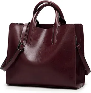 Stylish Pink Leather Satchel Handbag for Women - Versatile Tote, Crossbody, and Shoulder Bag
