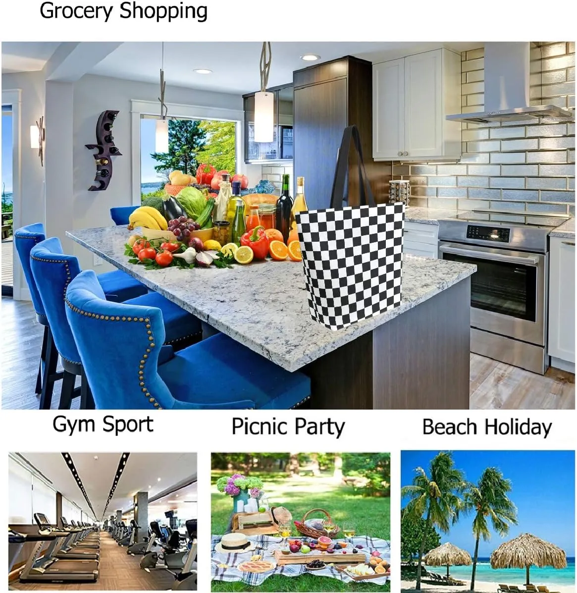 Stylish Print Extra Large Shoulder Tote Bag for Beach Travel Weekender Gym Grocery Shopping