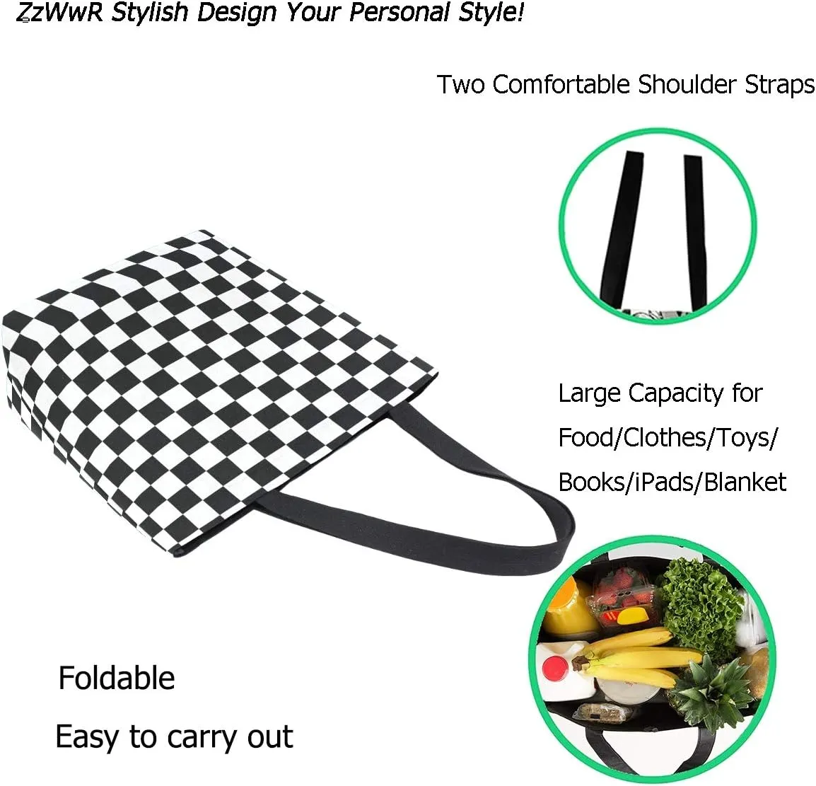 Stylish Print Extra Large Shoulder Tote Bag for Beach Travel Weekender Gym Grocery Shopping