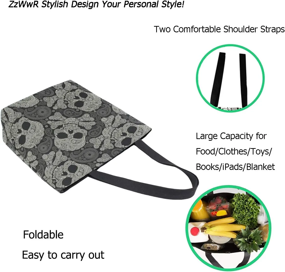 Stylish Print Extra Large Shoulder Tote Bag for Beach Travel Weekender Gym Grocery Shopping…