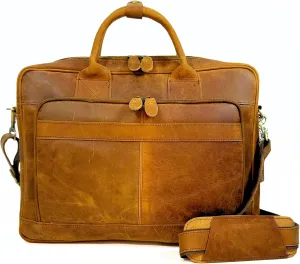 SUEDE Genuine Leather Laptop Bag for Men and Women – Full Grain Brown Vintage Briefcase Messenger Bag, Best Office Satchel, Computer Shoulder Bag for Business, Travel, and College