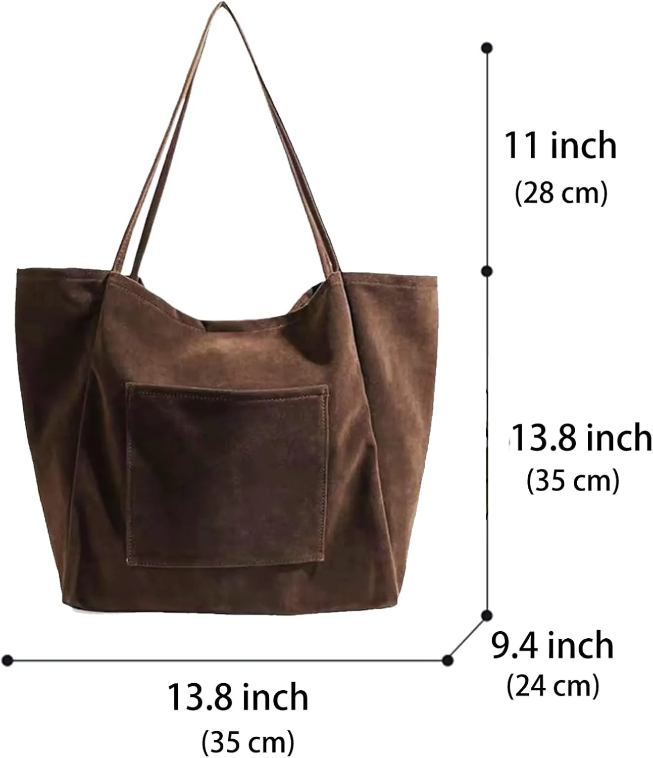 Suede Hobo Bag for Women 2 Pcs Purse Slouchy Faux Suede Tote Bag Leather Handbag