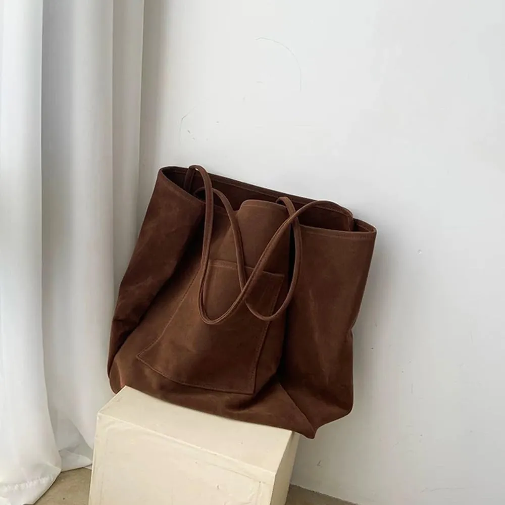 Suede Hobo Bag for Women 2 Pcs Purse Slouchy Faux Suede Tote Bag Leather Handbag
