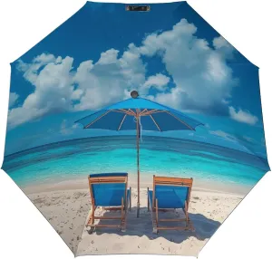 Summer Beach Chairs Windproof UV Umbrella Auto Open Close 3 Folding Strong Durable Compact Sun Umbrella Lightweight