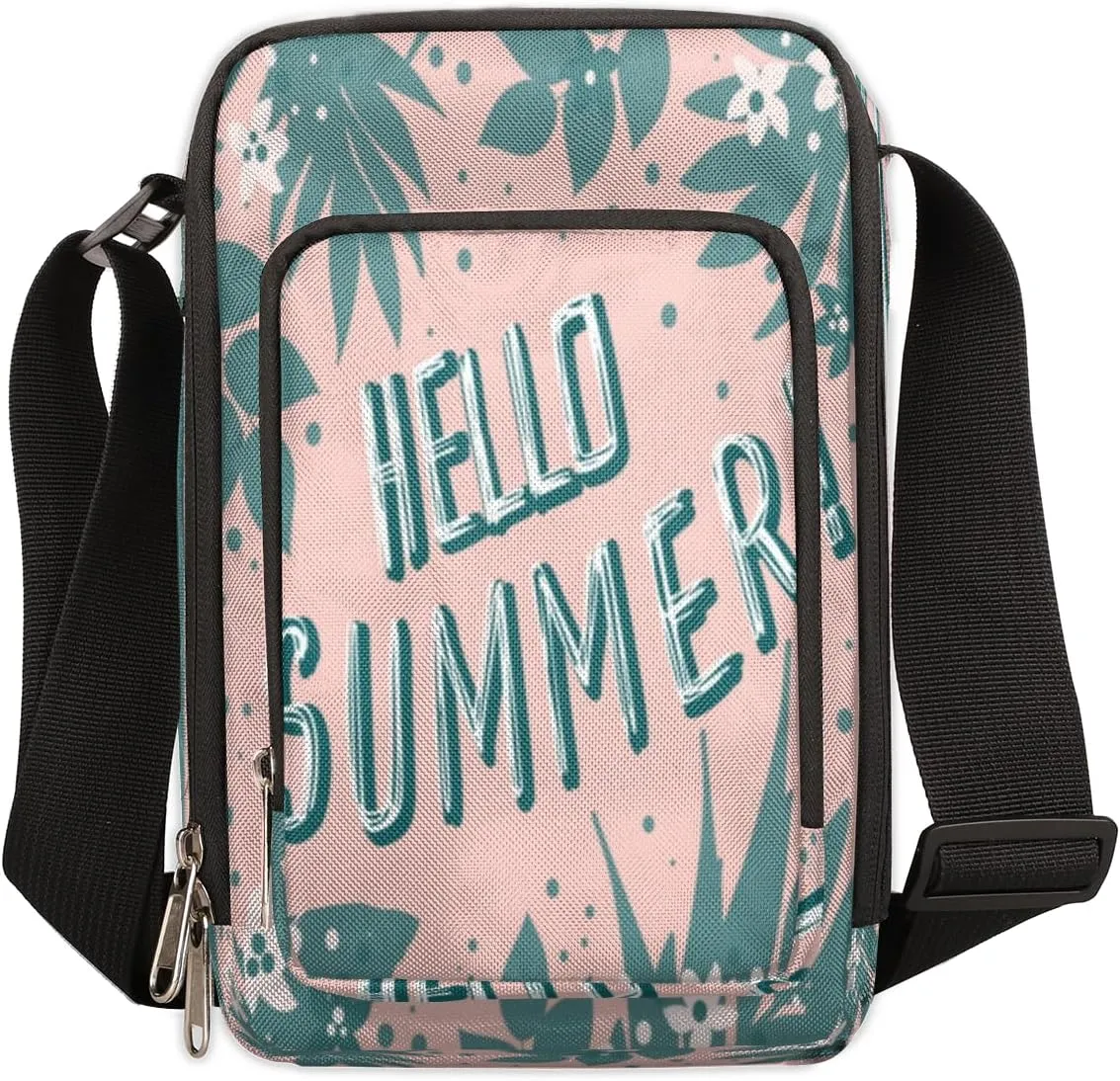 Summer Tropic Jungle Desgn Crossbody Bag Small Sling Bag for Women and Men with Adjustable Shoulder Strap and Zipper Waterproof Fanny Pack for Working Traveling Hiking
