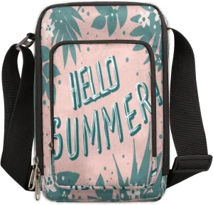 Summer Tropic Jungle Desgn Crossbody Bag Small Sling Bag for Women and Men with Adjustable Shoulder Strap and Zipper Waterproof Fanny Pack for Working Traveling Hiking