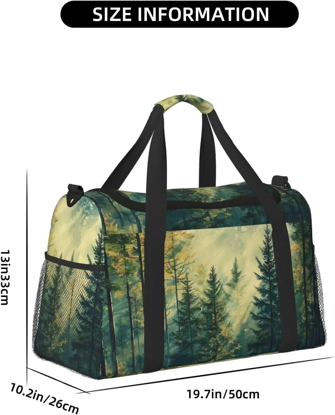 Sunlight Forest Tree Duffle Bag Foldable Travel Tote Bag Carry On Large Weekender Overnight Bags Waterproof Gym Bag For Women Men