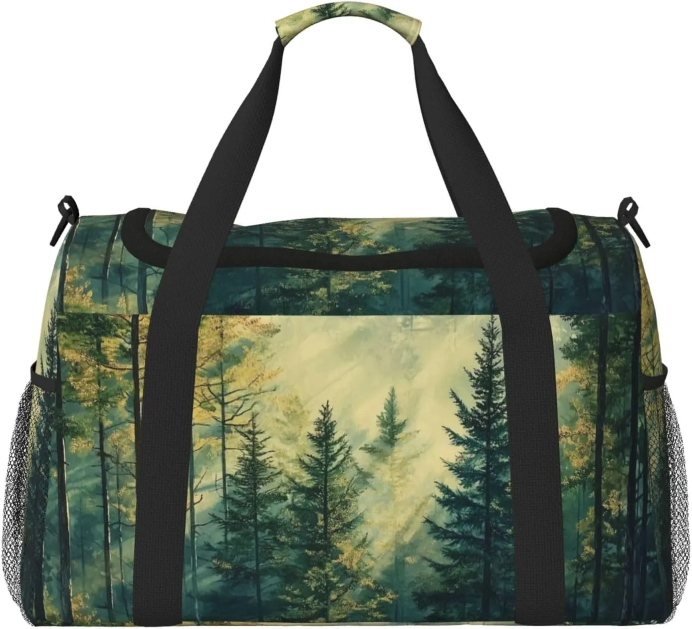 Sunlight Forest Tree Duffle Bag Foldable Travel Tote Bag Carry On Large Weekender Overnight Bags Waterproof Gym Bag For Women Men