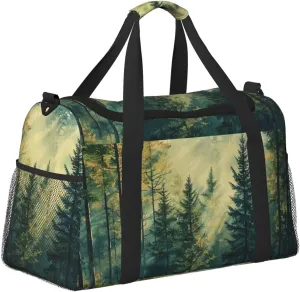 Sunlight Forest Tree Duffle Bag Foldable Travel Tote Bag Carry On Large Weekender Overnight Bags Waterproof Gym Bag For Women Men