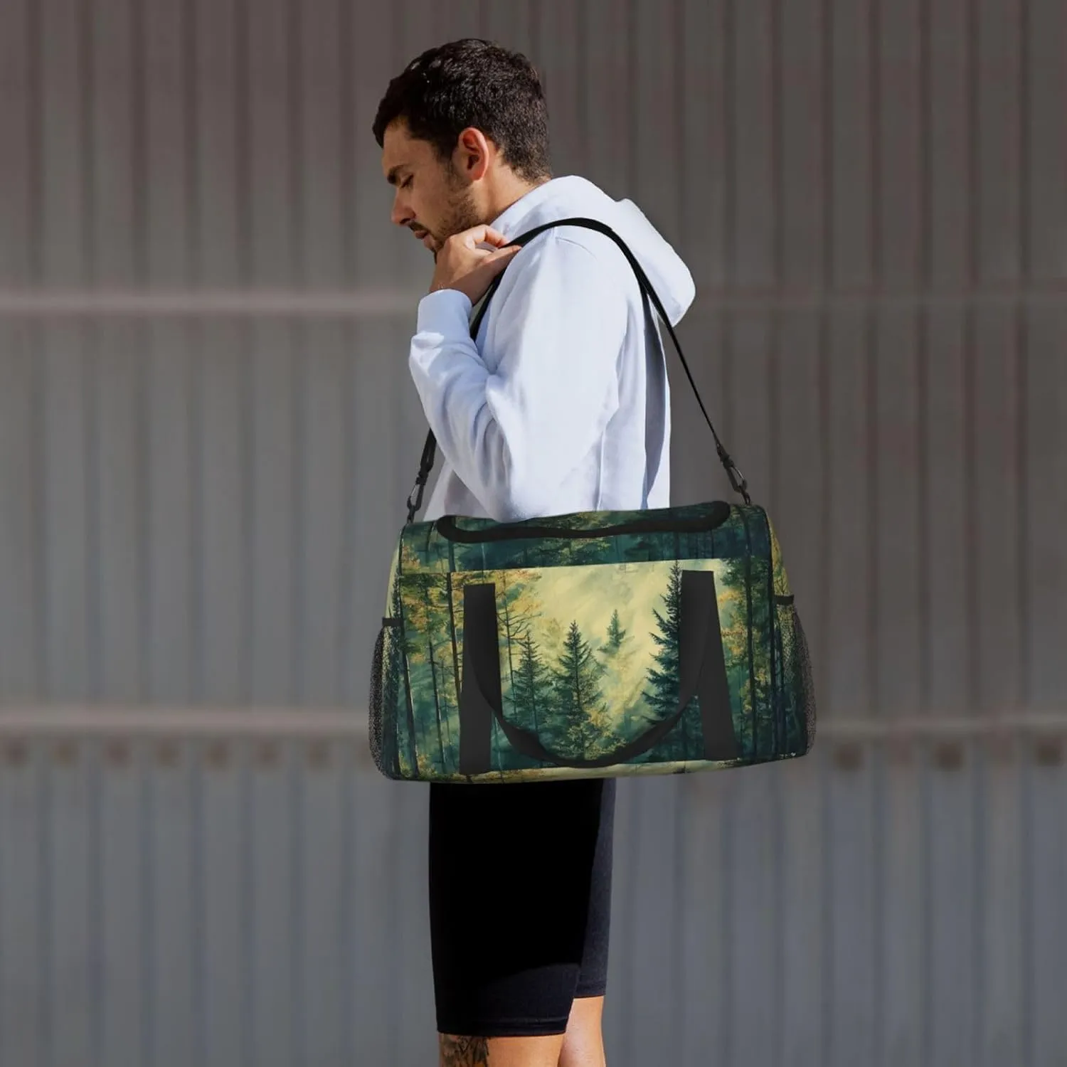 Sunlight Forest Tree Duffle Bag Foldable Travel Tote Bag Carry On Large Weekender Overnight Bags Waterproof Gym Bag For Women Men