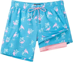 SURF CUZ Mens Swim Trunks with Compression Liner Swim Shorts 7" Swimming Trunks Stretch 7 Inch Swim Suits Quick Dry