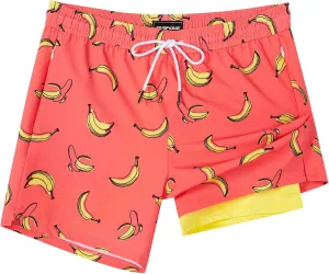 SURF CUZ Mens Swim Trunks with Compression Liner Swimming Trunks 5 Inch Bathing Suit Quick Dry Swim Shorts
