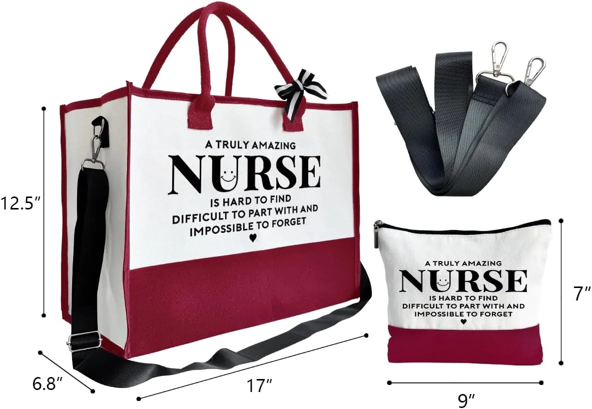 SUSZDOU Amazing Nurse Tote Bag, Canvas Tote Bag for Women, Shoulder Beach Bag, Thank You Gift for Nurses, Travel Bag Gifts for Nurses, Make Up Gag A1