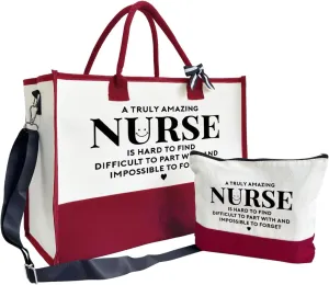 SUSZDOU Amazing Nurse Tote Bag, Canvas Tote Bag for Women, Shoulder Beach Bag, Thank You Gift for Nurses, Travel Bag Gifts for Nurses, Make Up Gag A1