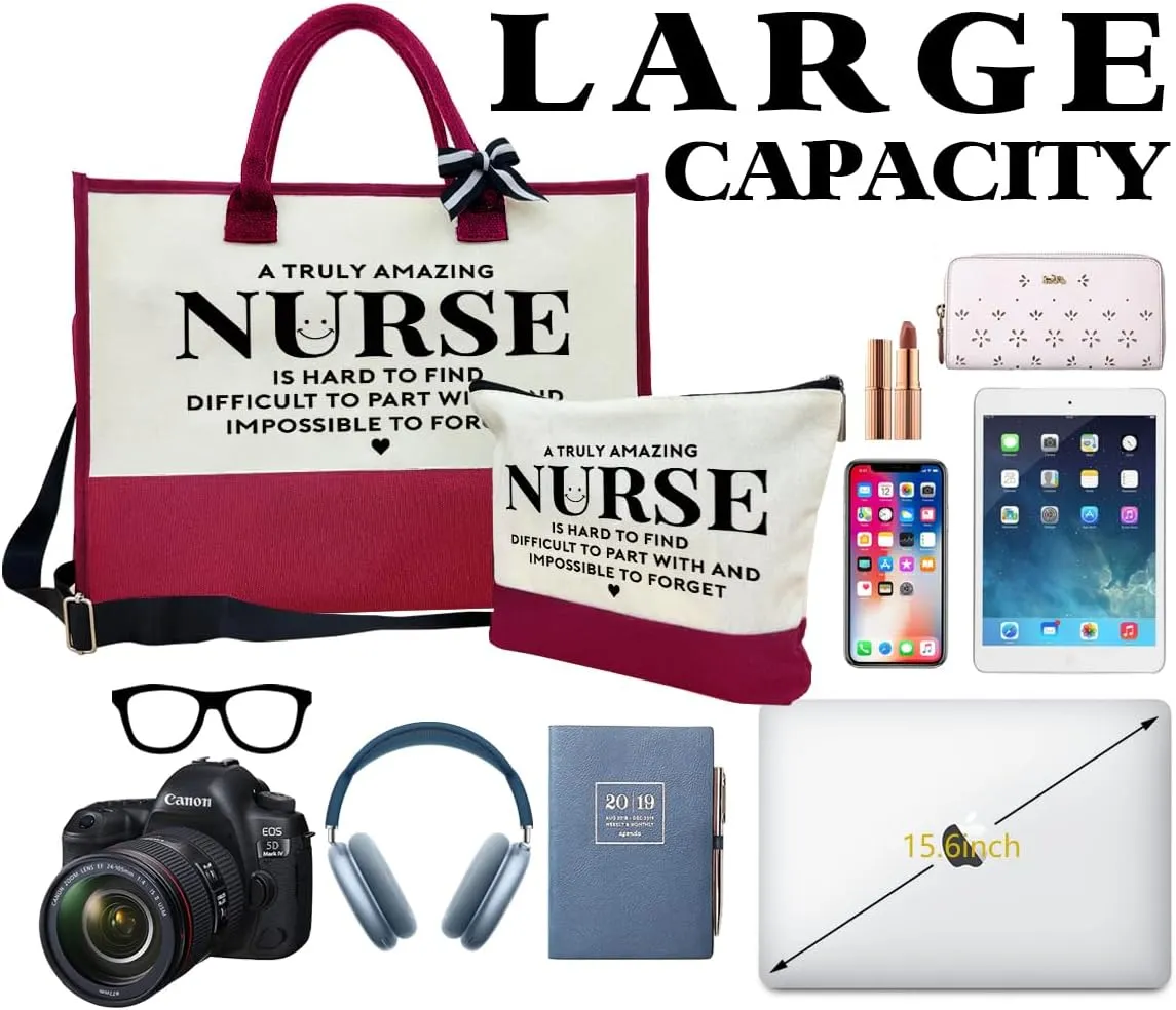 SUSZDOU Amazing Nurse Tote Bag, Canvas Tote Bag for Women, Shoulder Beach Bag, Thank You Gift for Nurses, Travel Bag Gifts for Nurses, Make Up Gag A1