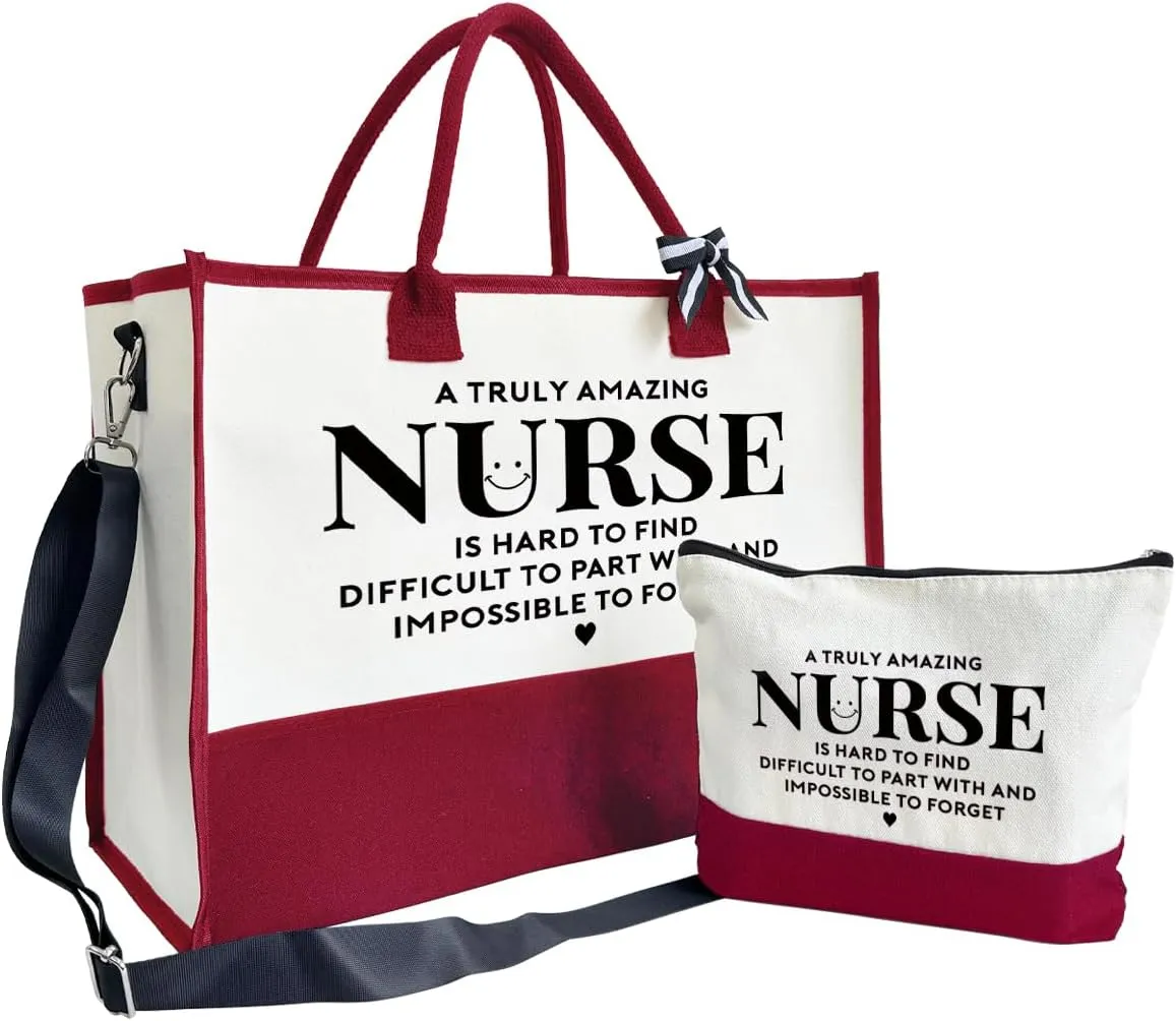 SUSZDOU Amazing Nurse Tote Bag, Canvas Tote Bag for Women, Shoulder Beach Bag, Thank You Gift for Nurses, Travel Bag Gifts for Nurses, Make Up Gag A1