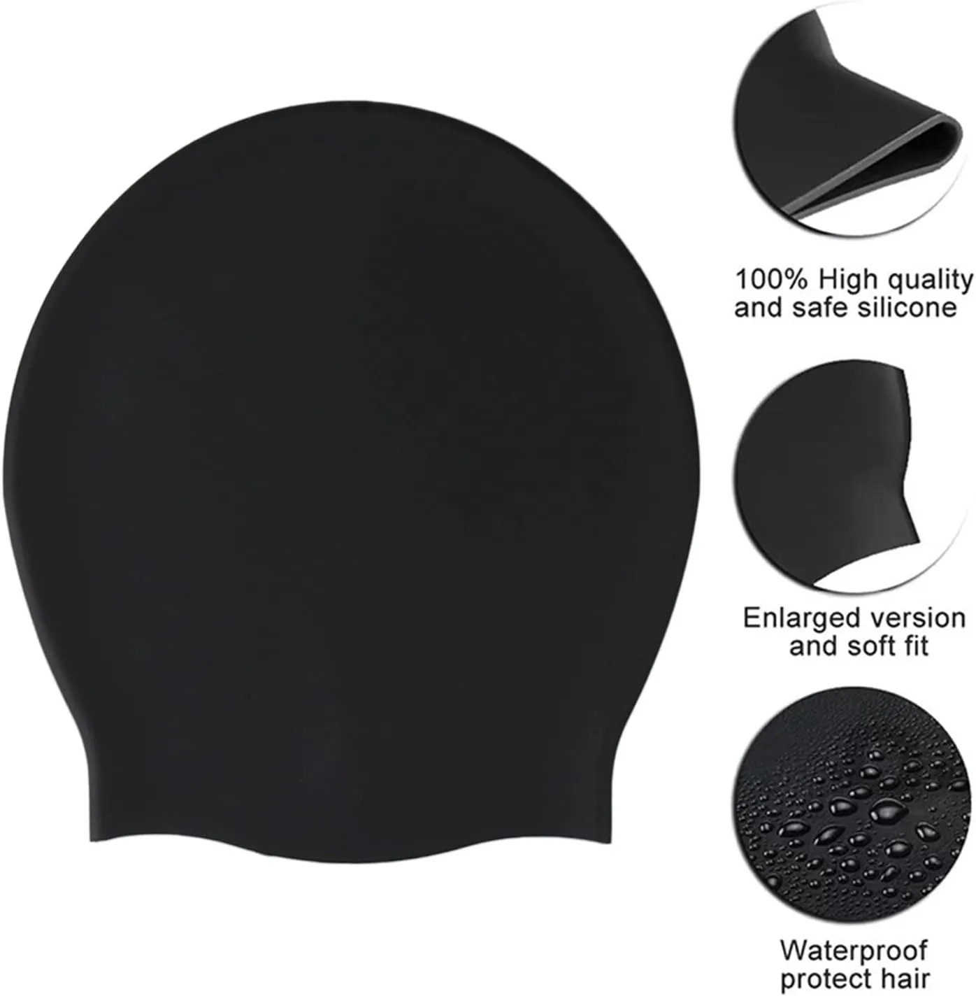 Swim Capris for Women,3 Pack Waterproof Silicone Swimming Caps for Men,High Elasticity Comfortable Swim Cap Kids,Perfect for Pool,Beach,Lap Swimming