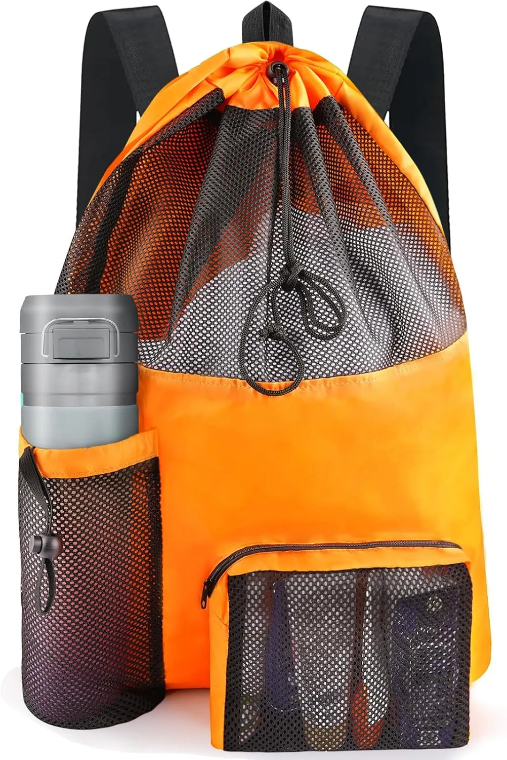 Swim Mesh Beach Bag, Waterproof Gym Bags for Women and Men, Large Pool Bag Swimming Gear Drawstring Backpack