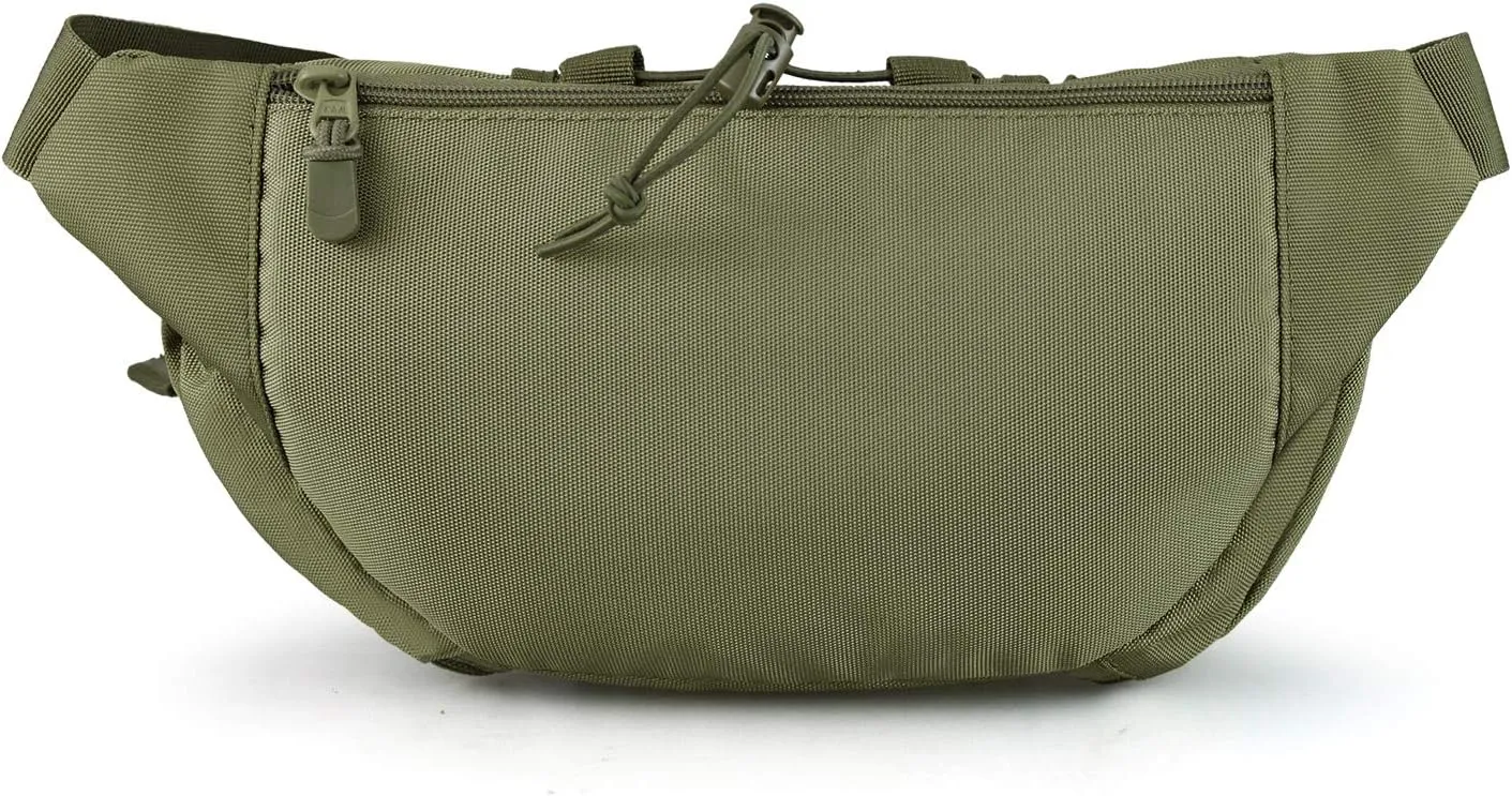 Tactical Fanny Pack,Military Waist Bag Pack with U.S Patch Utility Hip Belt Bumbag for Outdoor Fishing Hiking (Army Green(5 Zipper Pockets))