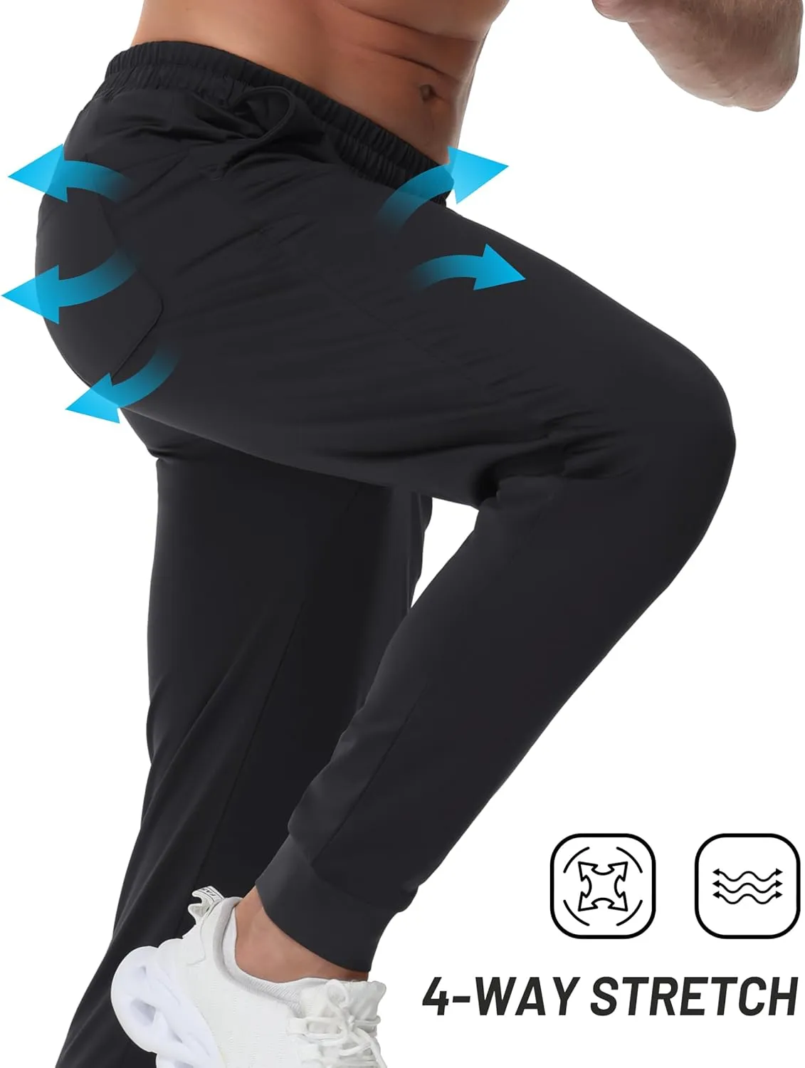 TACVASEN Men's Fleece Lined Joggers Winter Sweatpants with Pockets Water Resistant Warm Running Athletic Track Pants