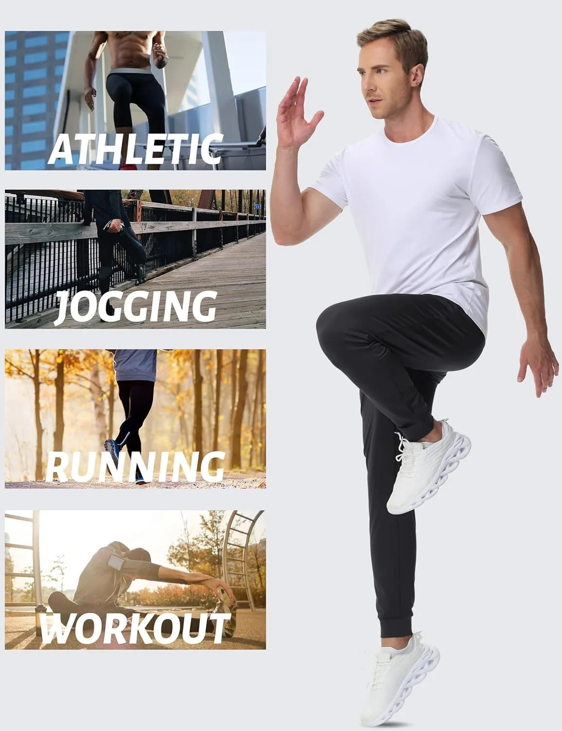 TACVASEN Men's Fleece Lined Joggers Winter Sweatpants with Pockets Water Resistant Warm Running Athletic Track Pants