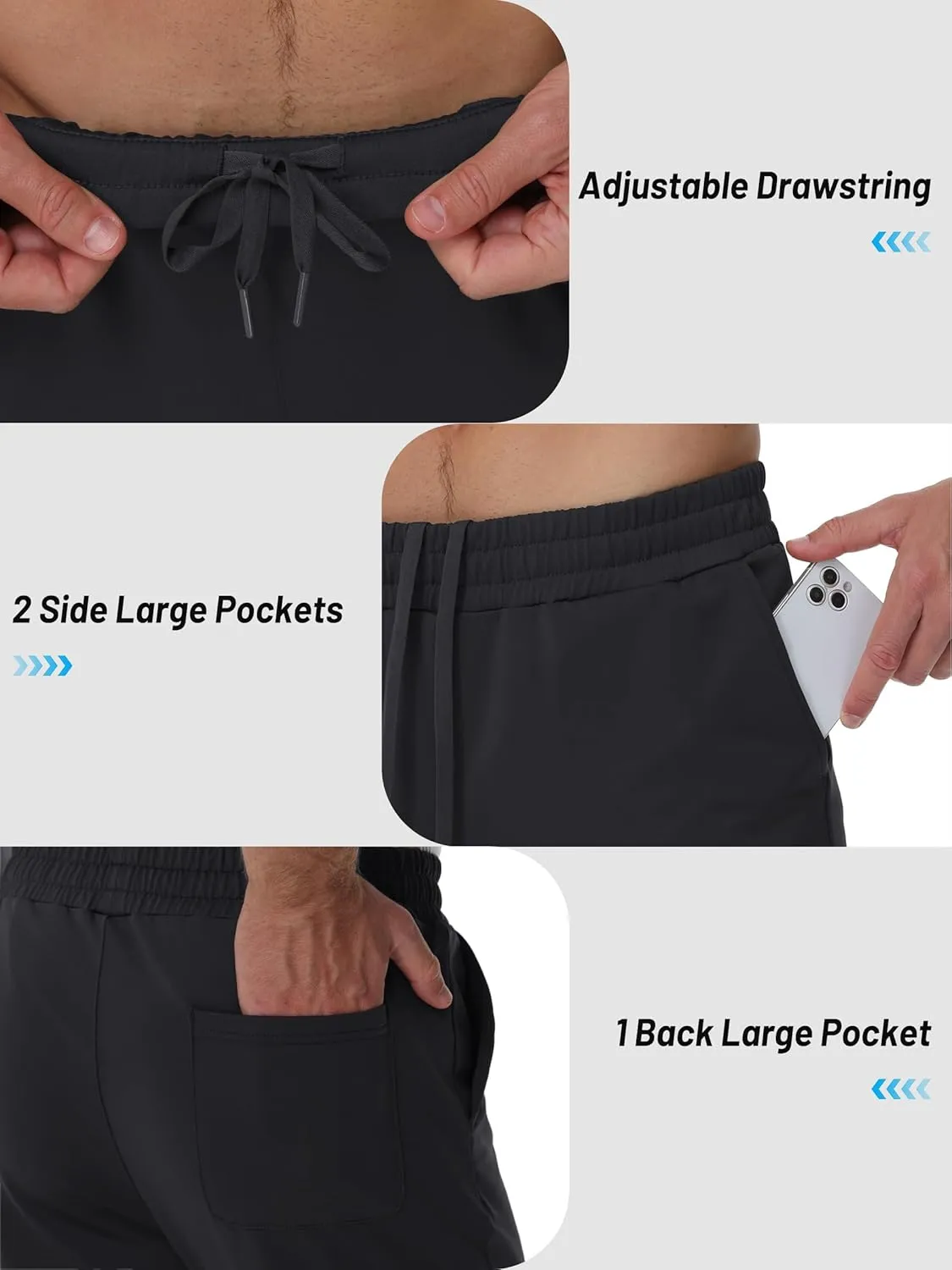 TACVASEN Men's Fleece Lined Joggers Winter Sweatpants with Pockets Water Resistant Warm Running Athletic Track Pants