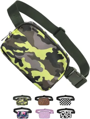 Tapp Collections Unisex Mini Crossbody Belt Bag with Adjustable Strap Small Waist Pouch for Workout Running Traveling Hiking - A Pattern/Camouflage Green