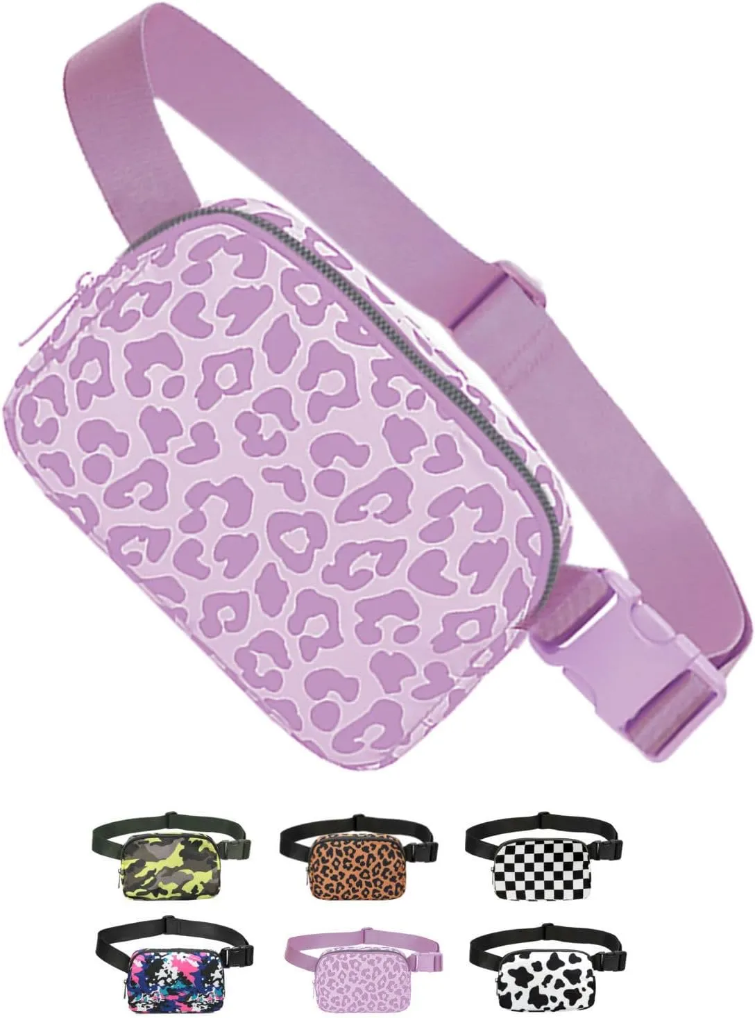 Tapp Collections Unisex Mini Crossbody Belt Bag with Adjustable Strap Small Waist Pouch for Workout Running Traveling Hiking - A Pattern/Leopard Pink