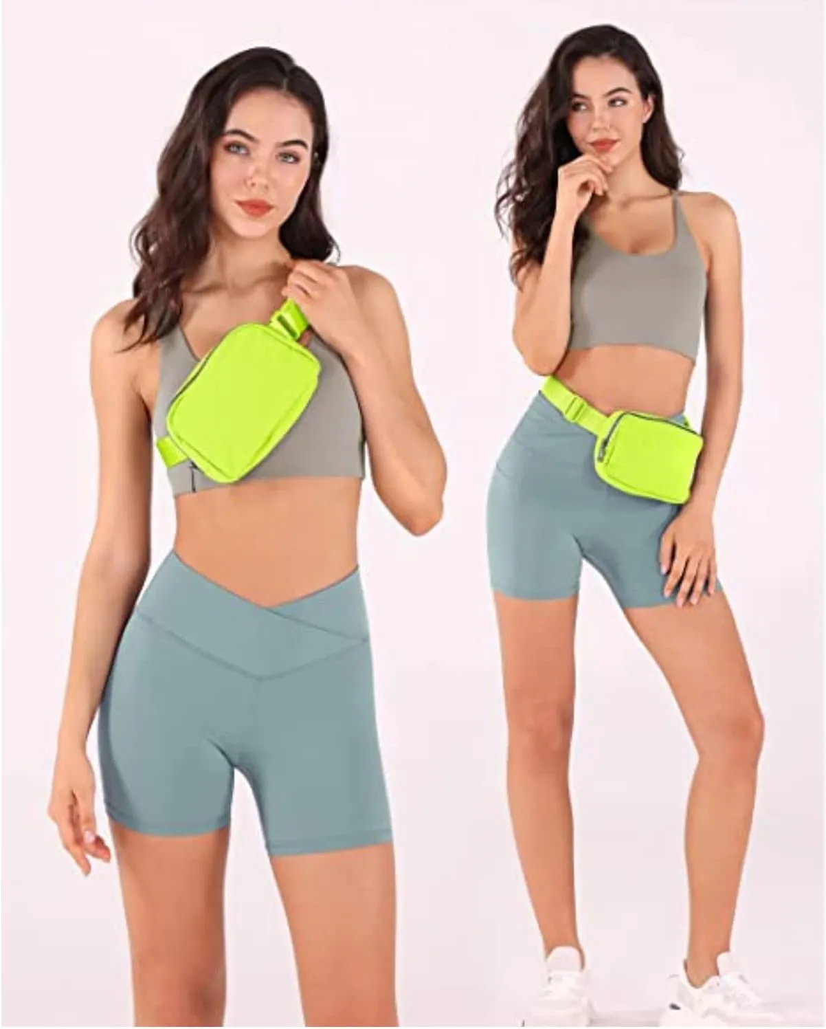 Tapp Collections Unisex Mini Crossbody Belt Bag with Adjustable Strap Small Waist Pouch for Workout Running Traveling Hiking - Neon Green