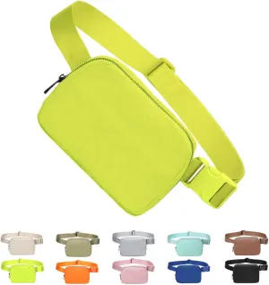 Tapp Collections Unisex Mini Crossbody Belt Bag with Adjustable Strap Small Waist Pouch for Workout Running Traveling Hiking - Neon Green