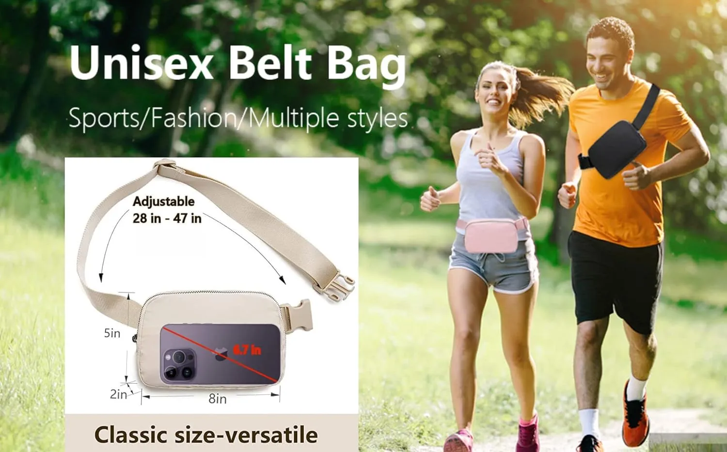 Tapp Collections Unisex Mini Crossbody Belt Bag with Adjustable Strap Small Waist Pouch for Workout Running Traveling Hiking - Neon Green