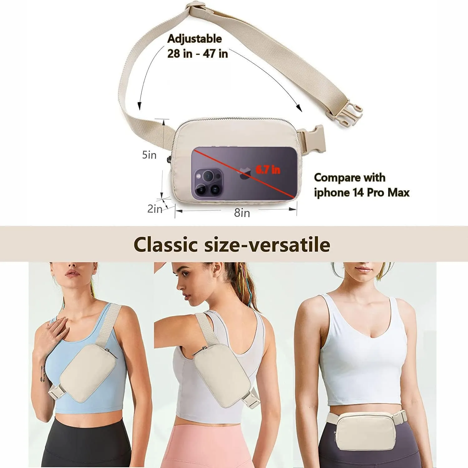 Tapp Collections Unisex Mini Crossbody Belt Bag with Adjustable Strap Small Waist Pouch for Workout Running Traveling Hiking - Neon Green