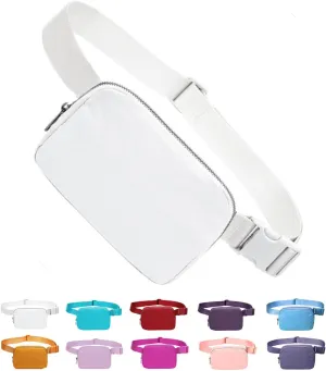 Tapp Collections Unisex Mini Crossbody Belt Bag with Adjustable Strap Small Waist Pouch for Workout Running Traveling Hiking - White