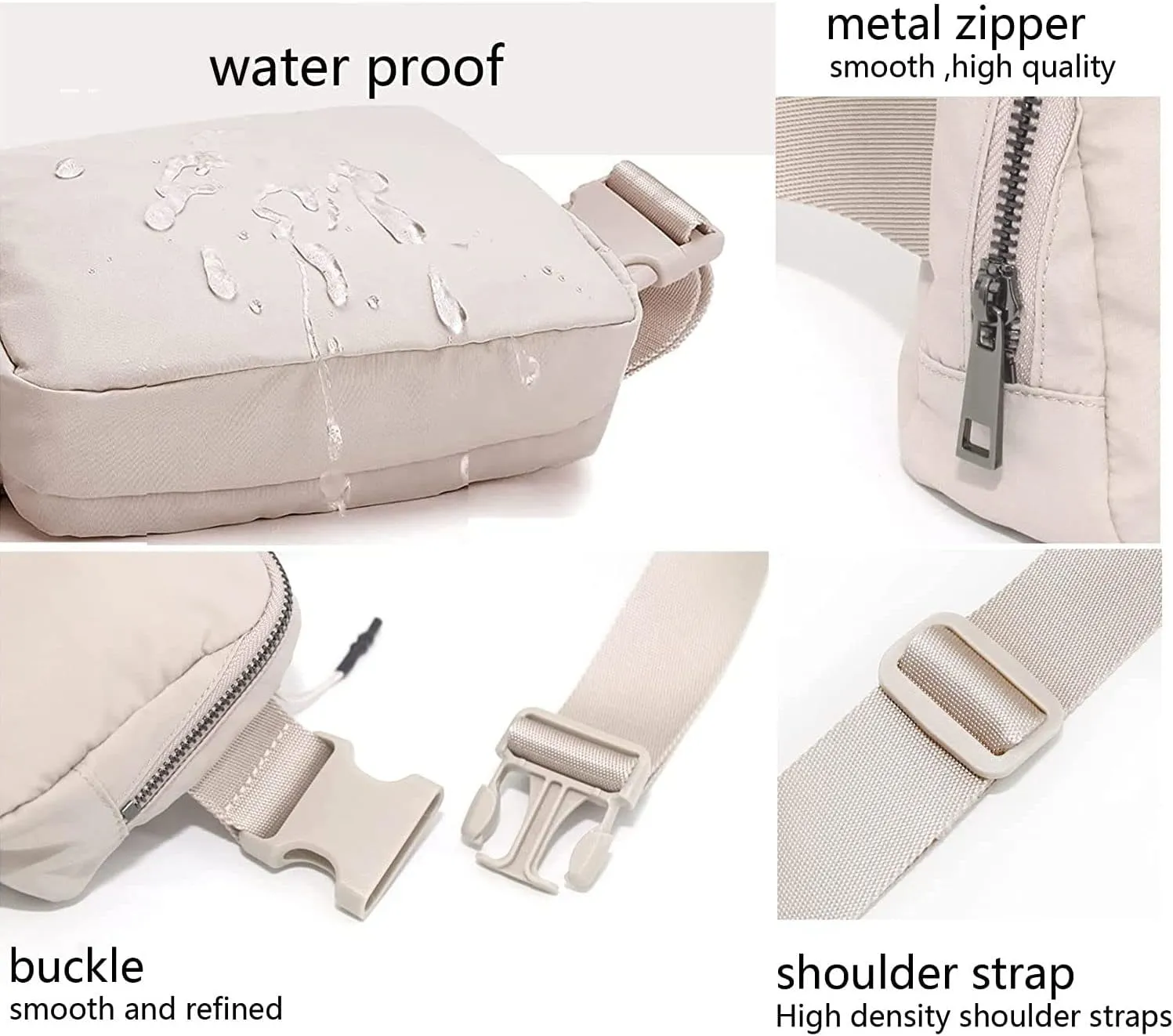 Tapp Collections Unisex Mini Crossbody Belt Bag with Adjustable Strap Small Waist Pouch for Workout Running Traveling Hiking - White