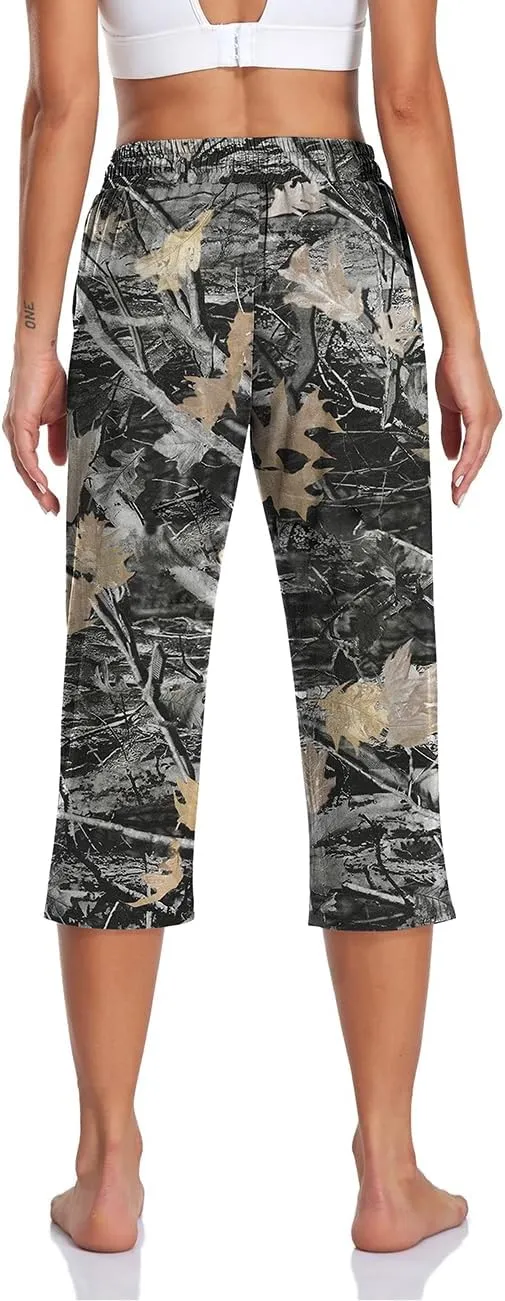 TARSE Women's Capri Yoga Pants Loose Soft Drawstring Workout Sweatpants Causal Lounge Pants with Pockets