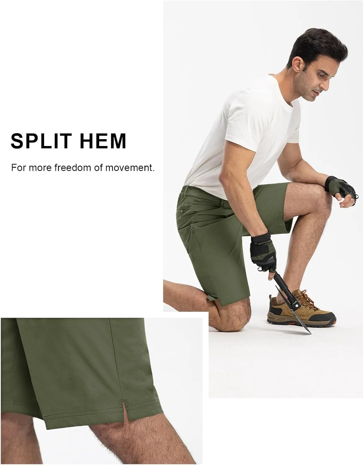 TBMPOY Men's Golf Dress Shorts Stretch Elastic Waist 11" Quick Dry Lightweight Travel Casual Shorts 5 Pockets Travel Casual
